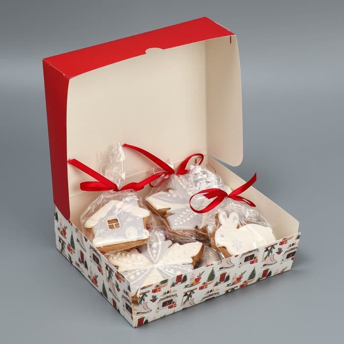Коробка для кондитерских изделий «Новый год в стиле Хюгге», 17×20×6 см