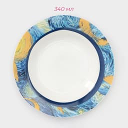 Тарелки Доляна «Звёздная ночь», 18 предметов: 6 тарелок d=20 см, 6 тарелок d=25 см, 6 тарелок глубоких 340 мл, фарфор, белые, голубые