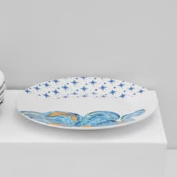 Тарелки Доляна «Звёздная ночь», 18 предметов: 6 тарелок d=20 см, 6 тарелок d=25 см, 6 тарелок глубоких 340 мл, фарфор, белые, голубые