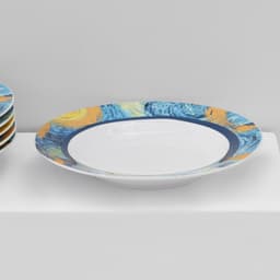 Тарелки Доляна «Звёздная ночь», 18 предметов: 6 тарелок d=20 см, 6 тарелок d=25 см, 6 тарелок глубоких 340 мл, фарфор, белые, голубые