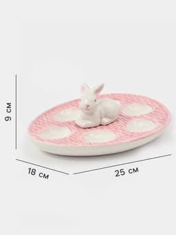 Подставка для яиц Доляна «Зайка», 25×18×9 см, доломит, розовая