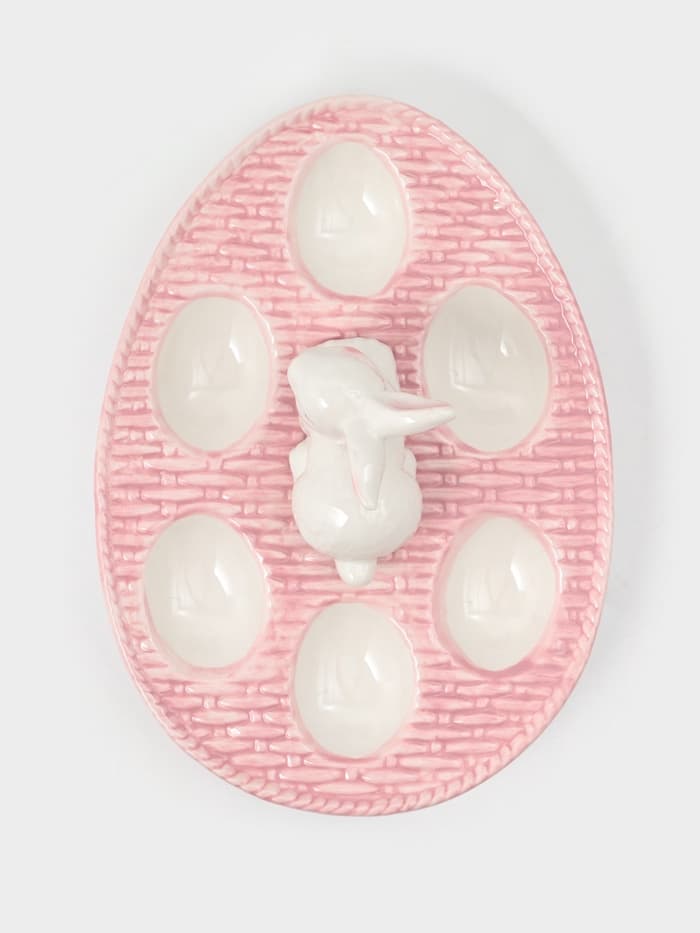 Подставка для яиц Доляна «Зайка», 25×18×9 см, доломит, розовая