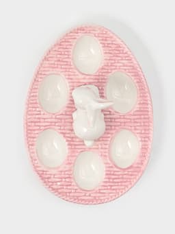 Подставка для яиц Доляна «Зайка», 25×18×9 см, доломит, розовая