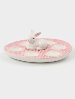 Подставка для яиц Доляна «Зайка», 25×18×9 см, доломит, розовая