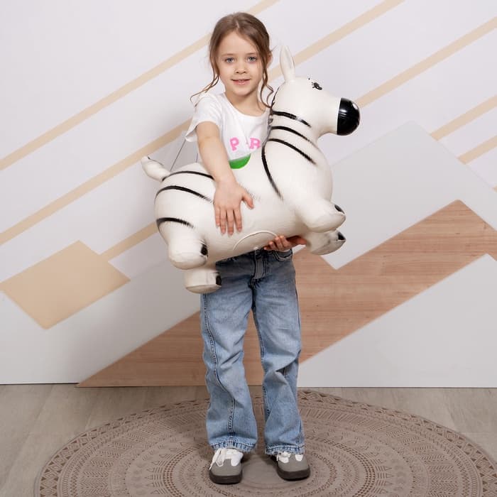 Попрыгун ZABIAKA «Зебра», 55×29×50 см, белый