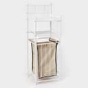 Стеллаж с корзиной для белья 2-х ярусный, 38×35×105 см, белый