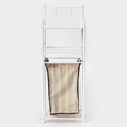 Стеллаж с корзиной для белья 2-х ярусный, 38×35×105 см, белый