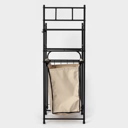 Стеллаж с корзиной для белья 2-х ярусный, 38×35×105 см, чёрный