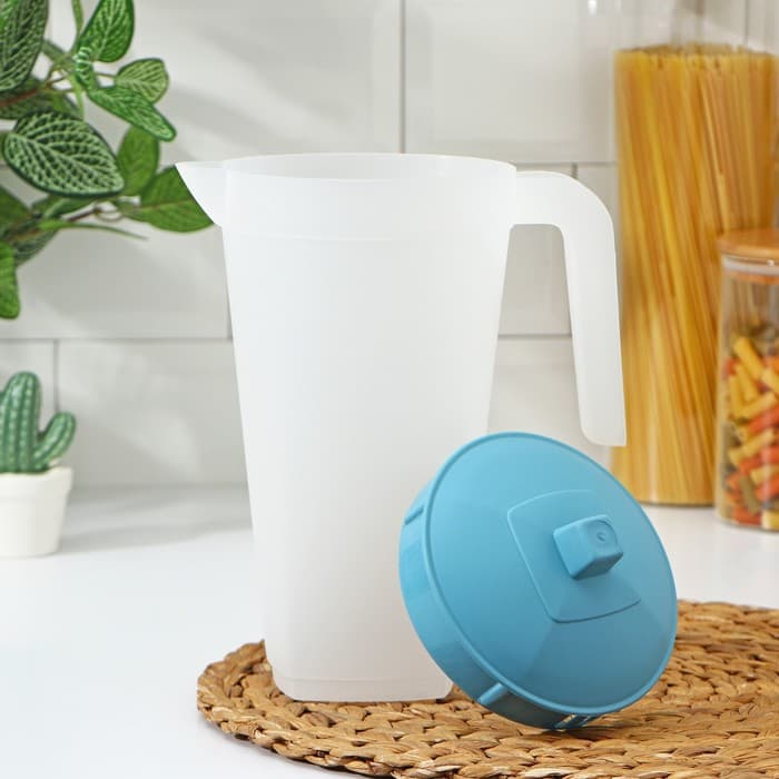 Кувшин с крышкой, 2 л, 20×12×26 см, голубой