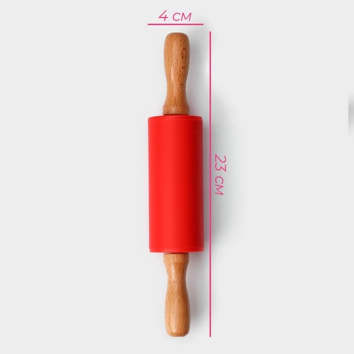 Скалка Доляна «Валенсия», 23×4 см, рабочая часть 10 см, красная