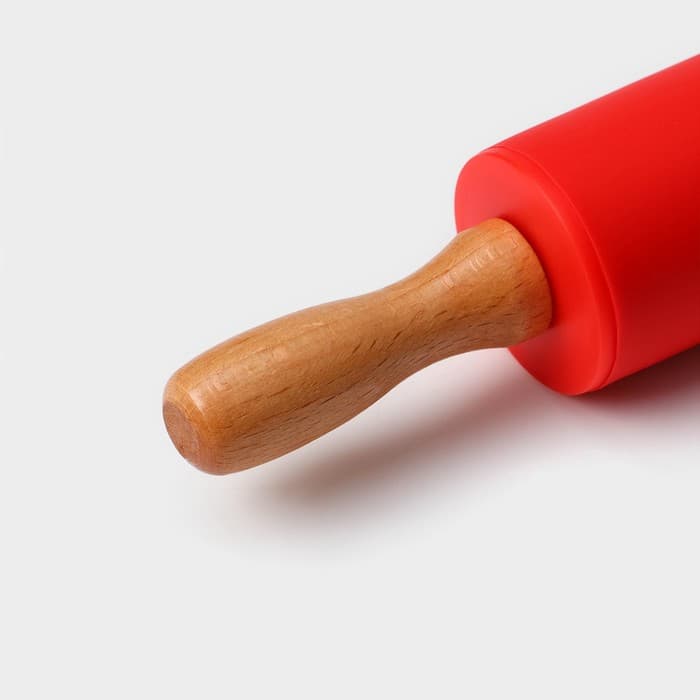 Скалка Доляна «Валенсия», 23×4 см, рабочая часть 10 см, красная