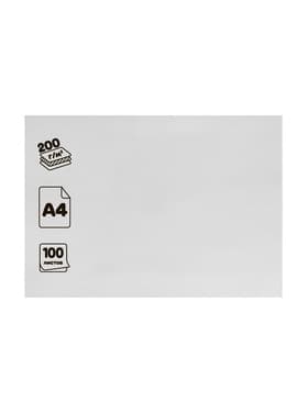 Картон белый А4, 100 листов, мелованный 200 г/м²