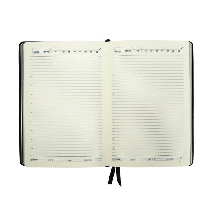 Ежедневник НЕдатированный А5, 136 листов в линейку, кожзам «Небраска», серебряный срез, чёрный