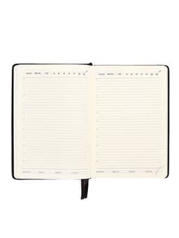 Ежедневник НЕдатированный А5, 136 листов в линейку, кожзам «Небраска», серебряный срез, чёрный