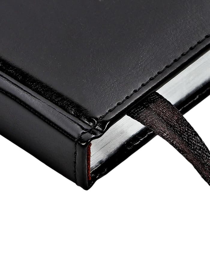 Ежедневник НЕдатированный А5, 136 листов в линейку, кожзам «Небраска», серебряный срез, чёрный