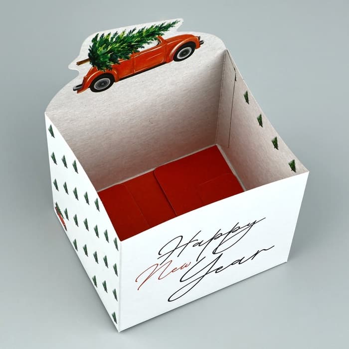 Коробка новогодняя для мини-букетов Happy New Year, 12×17×10 см, Новый год