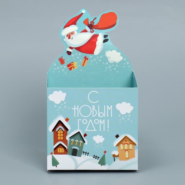 Коробка новогодняя для мини-букетов «С Новым годом», 12×17×10 см