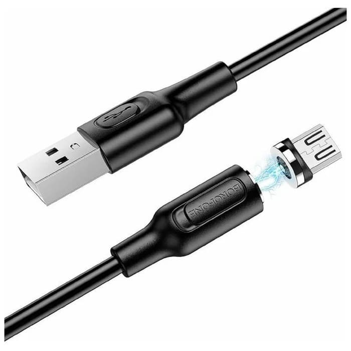 Кабель Borofone BX41, microUSB - USB, магнитный, 2.4 А, 1 м, PVC оплётка, чёрный