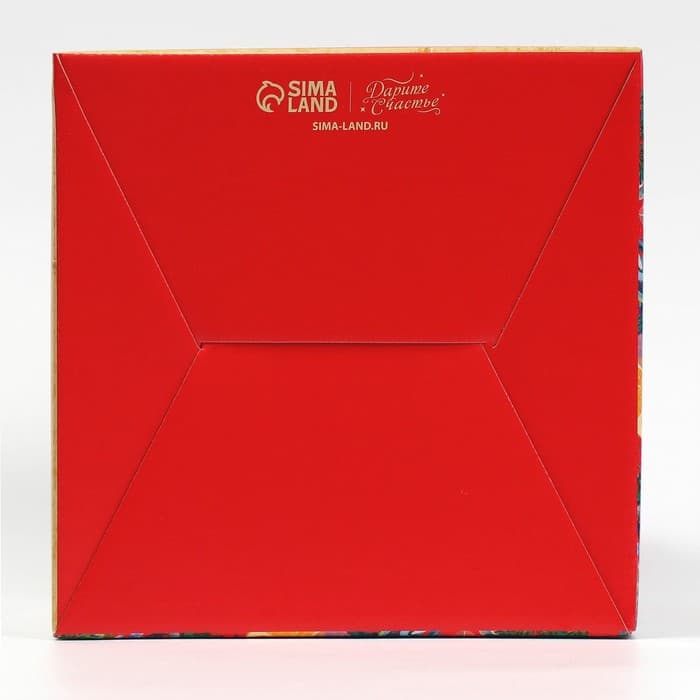 Коробка кондитерская с окном, сундук, «Новогодняя ботаника» 20×20×20 см