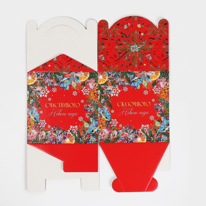 Коробка кондитерская с окном, сундук, «Новогодняя ботаника» 20×20×20 см