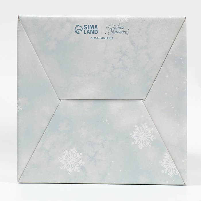 Коробка кондитерская новогодняя с окном, сундук, «Зимняя акварель» 20×20×20 см
