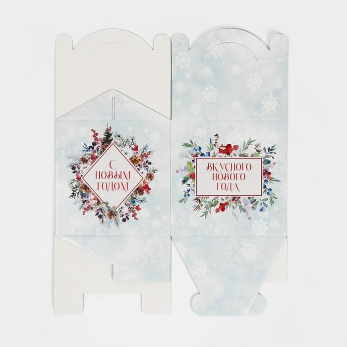 Коробка кондитерская новогодняя с окном, сундук, «Зимняя акварель» 20×20×20 см