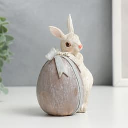 Фигурка полистоун «Кролик с яичком с бантом», 11×5.5×8.5 см