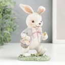 Фигурка полистоун «Нарядный зайчик с корзиной цветов на полянке», 11.5×5.5×7 см
