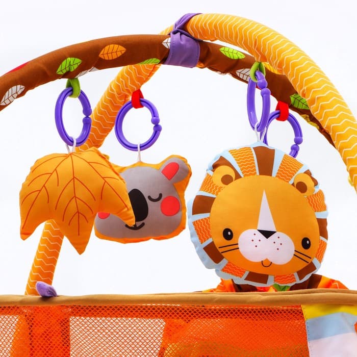 Развивающий коврик - манеж Крошка Я «Лев», 3 в 1, 68×68 см, 30 цветных шариков, 4 игрушки