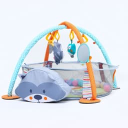 Развивающий коврик - манеж Крошка Я «Енот», 3 в 1, 68×68 см, 30 цветных шариков, 5 игрушек