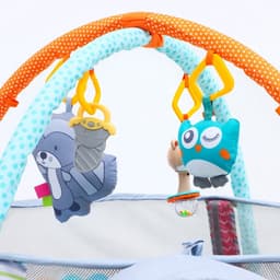 Развивающий коврик - манеж Крошка Я «Енот», 3 в 1, 68×68 см, 30 цветных шариков, 5 игрушек