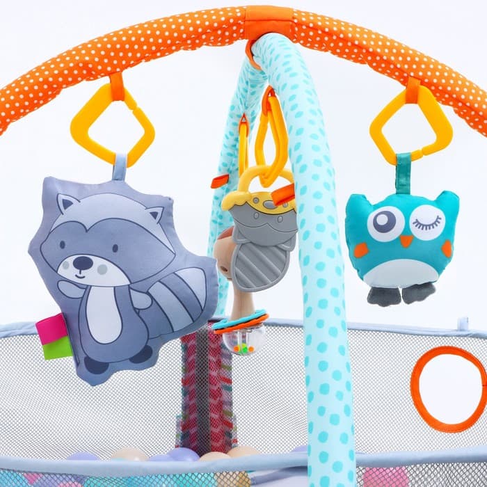 Развивающий коврик - манеж Крошка Я «Енот», 3 в 1, 68×68 см, 30 цветных шариков, 5 игрушек