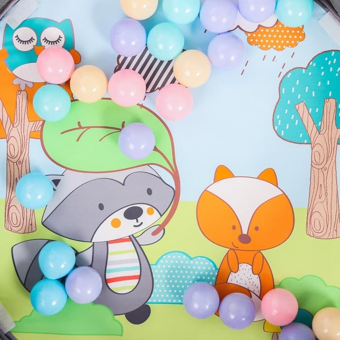 Развивающий коврик - манеж Крошка Я «Енот», 3 в 1, 68×68 см, 30 цветных шариков, 5 игрушек