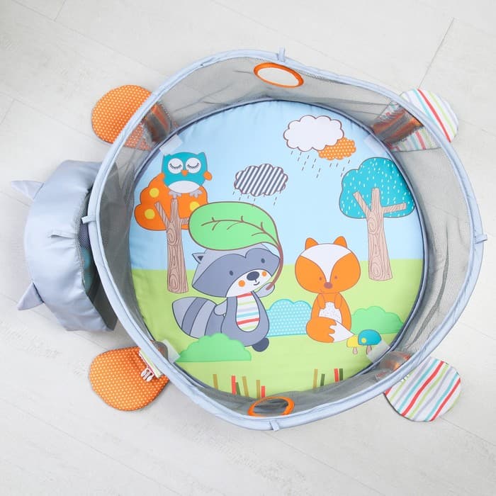 Развивающий коврик - манеж Крошка Я «Енот», 3 в 1, 68×68 см, 30 цветных шариков, 5 игрушек