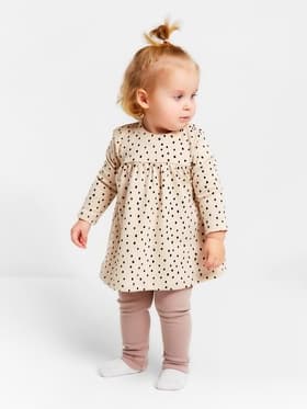 Комплект: платье и легинсы Крошка Я «Киса», рост 68-74 см, бежевый, розовый