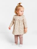 Комплект: платье и легинсы Крошка Я «Киса», рост 68-74 см, бежевый, розовый