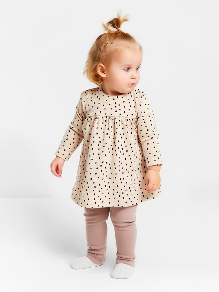 Комплект: платье и легинсы Крошка Я «Киса», рост 68-74 см, бежевый, розовый