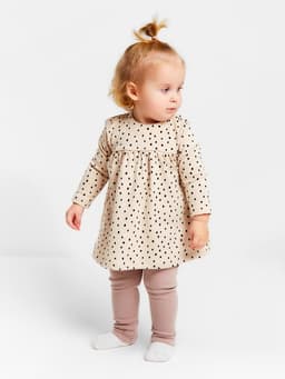 Комплект: платье и легинсы Крошка Я «Киса», рост 68-74 см, бежевый, розовый