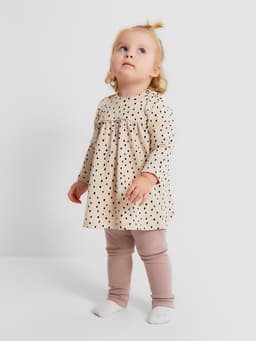 Комплект: платье и легинсы Крошка Я «Киса», рост 68-74 см, бежевый, розовый