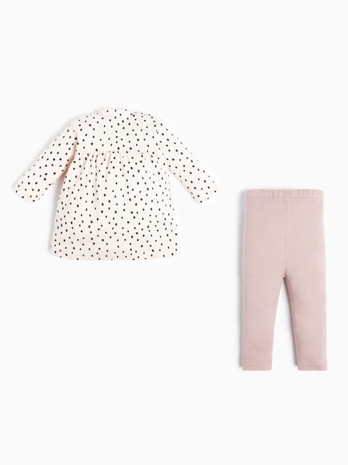 Комплект: платье и легинсы Крошка Я «Киса», рост 68-74 см, бежевый, розовый