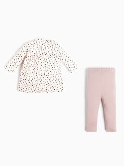 Комплект: платье и легинсы Крошка Я «Киса», рост 68-74 см, бежевый, розовый