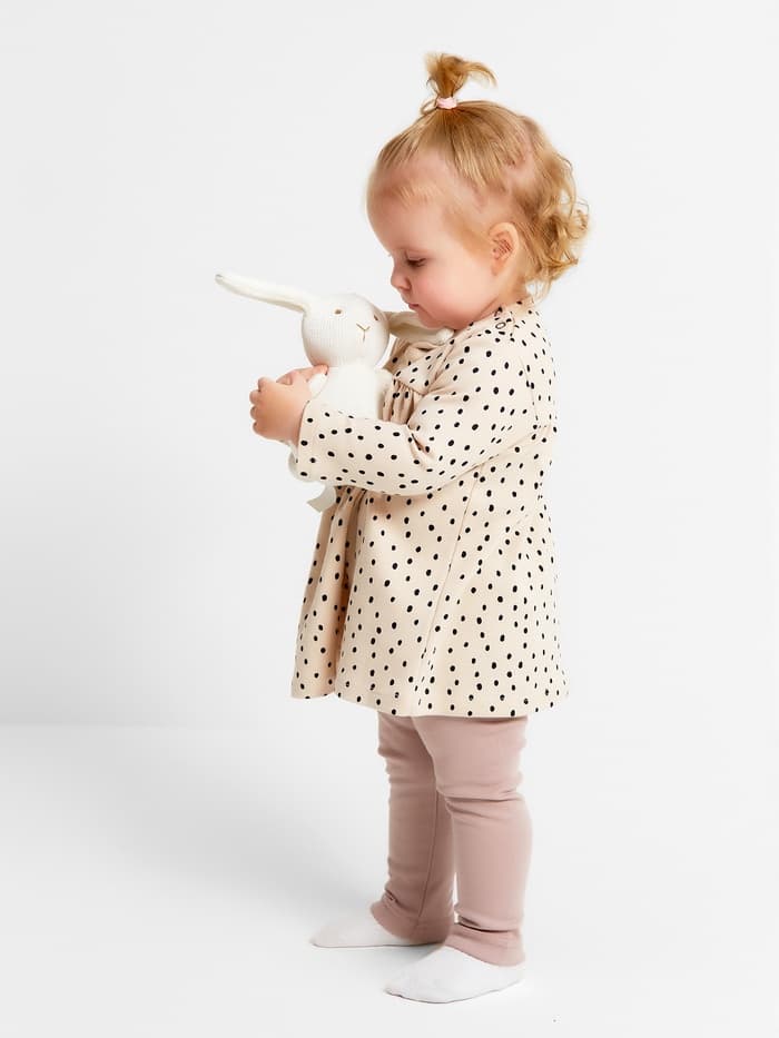 Комплект: платье и легинсы Крошка Я «Киса», рост 68-74 см, бежевый, розовый