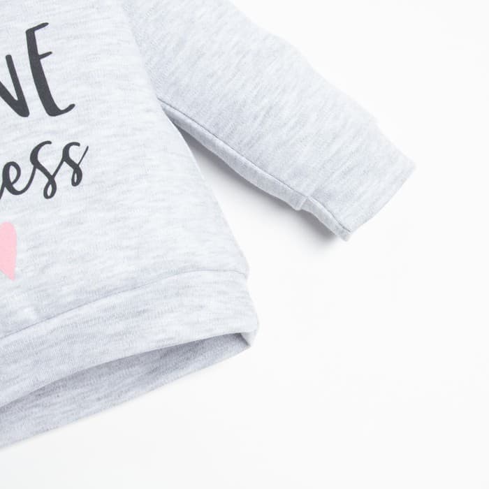 Костюм для девочки (джемпер, брюки) «Крошка Я» Princess, серый, розовый, рост 80-86 см