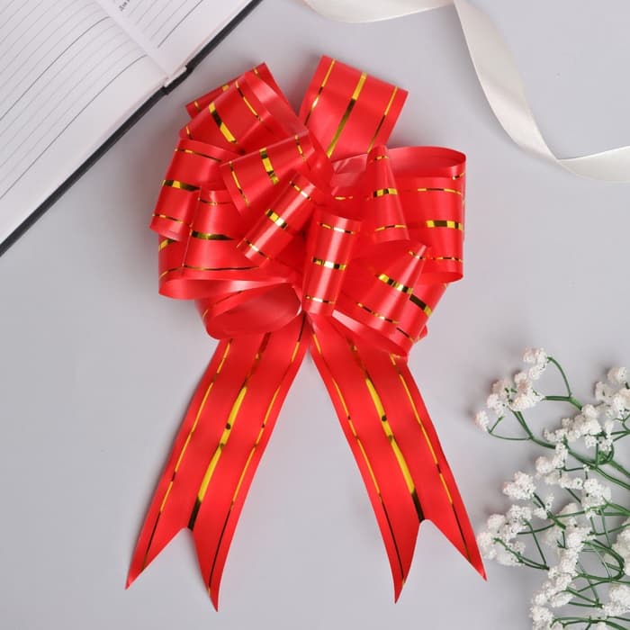 Подарочный бант - шар №4.5 «Золотое сечение», красный, для упаковки подарков