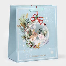 Пакет подарочный новогодний ламинированный «С Новым годом», ML 23×27×11.5 см