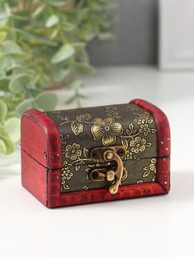 Шкатулка для украшений «Сундучок. Незабудки», дерево, 6×5.8×8.4 см