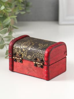 Шкатулка для украшений «Сундучок. Незабудки», дерево, 6×5.8×8.4 см