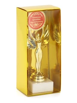 Наградная фигура Ника с вкладышем «Успешная, красивая, изумительная», пластик, подставка камень, золото, 18 см