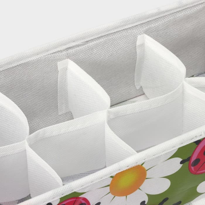 Органайзер для хранения белья Доляна «Божьи коровки», 8 ячеек, 28×14×10 см, зелёный