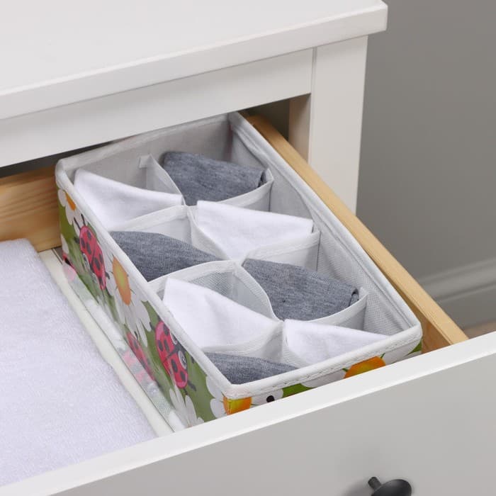 Органайзер для хранения белья Доляна «Божьи коровки», 8 ячеек, 28×14×10 см, зелёный